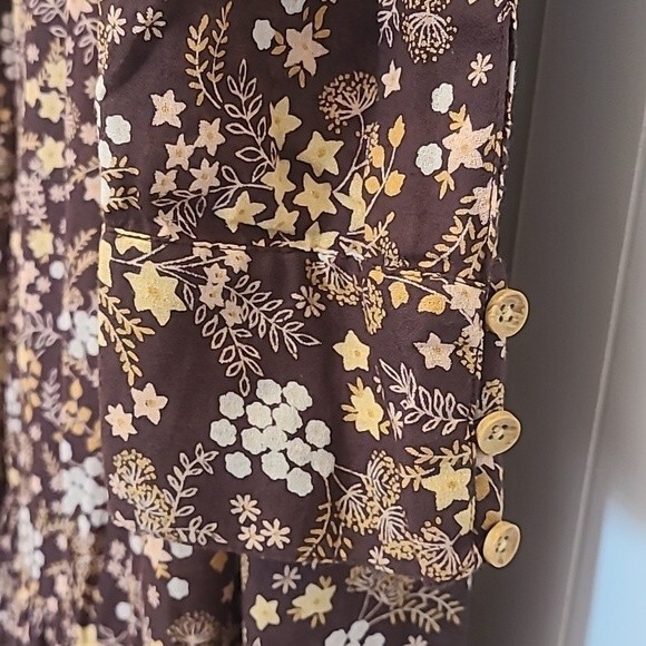 byTiMo Spring Floral Print Midi Dress Color Garden Brown & Cream Size M - Picture 11 of 16